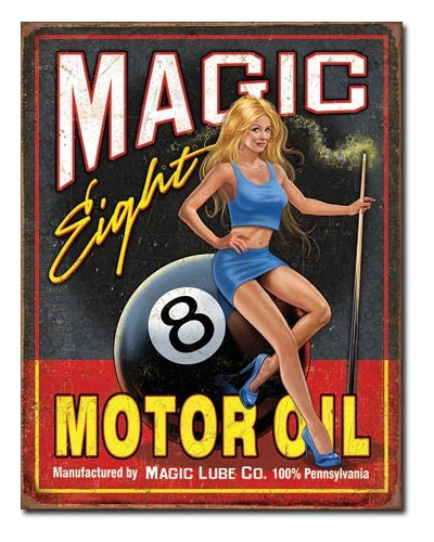 Fém tábla Magic Eight Motor Oil 32 cm x 40 cm
