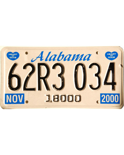 Amerikai rendszám Alabama Blue Heart