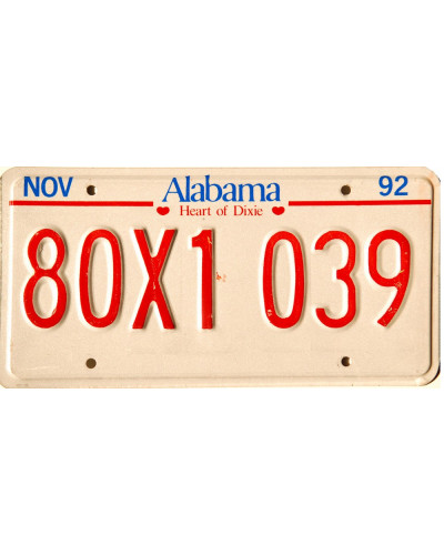 Amerikai rendszám Alabama Red Blue