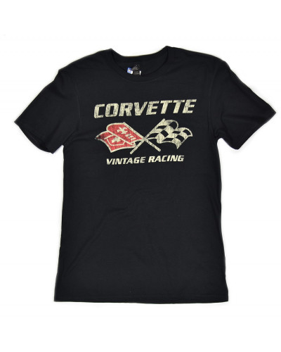 Férfi póló Chevrolet Corvette vintage racing fekete