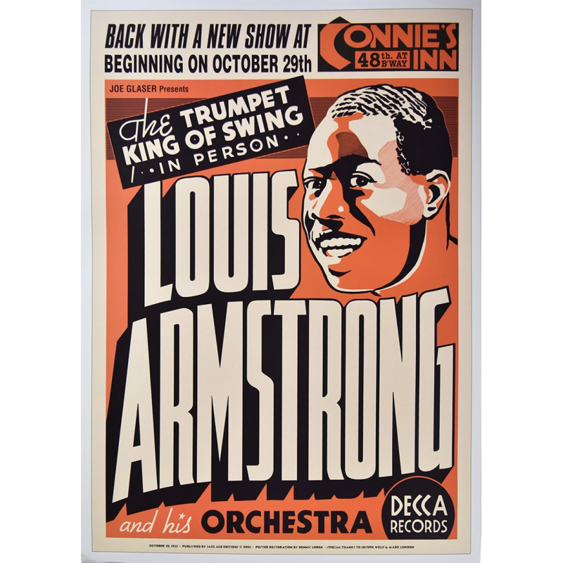 Koncertplakát Louis Armstrong, Connies Inn, Harlem, NYC, 1935