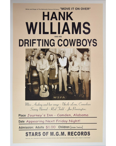 Koncertplakát Hank Williams, Alabama, 1947