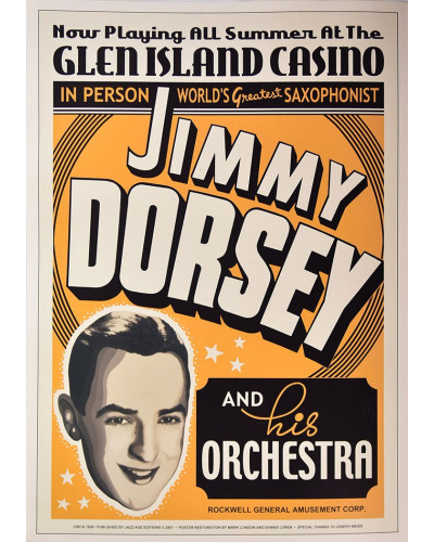 Koncertplakát Jimmy Dorsey, Glen Island Casino, NY, 1936