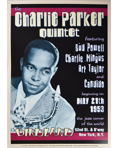 Koncertplakát Charlie Parker Quintet, Birdland, NYC, 1953