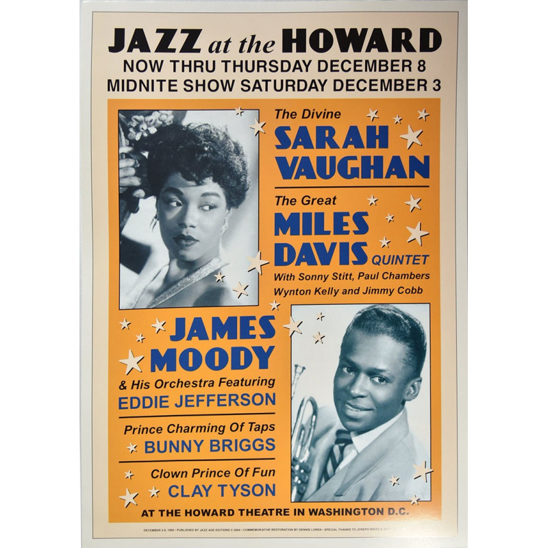 Koncertplakát Sarah Vaughan + Miles Davis, Washington DC, 1960