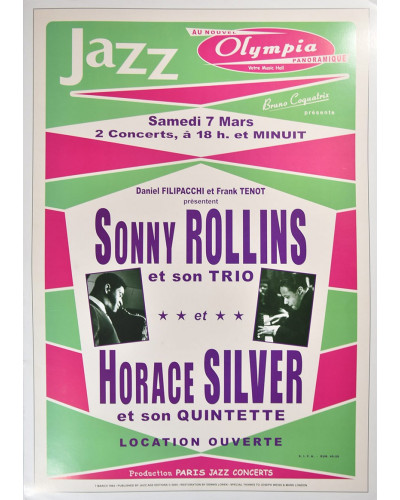 Koncertplakát Sonny Rolins + H. Silver, Paris 1964