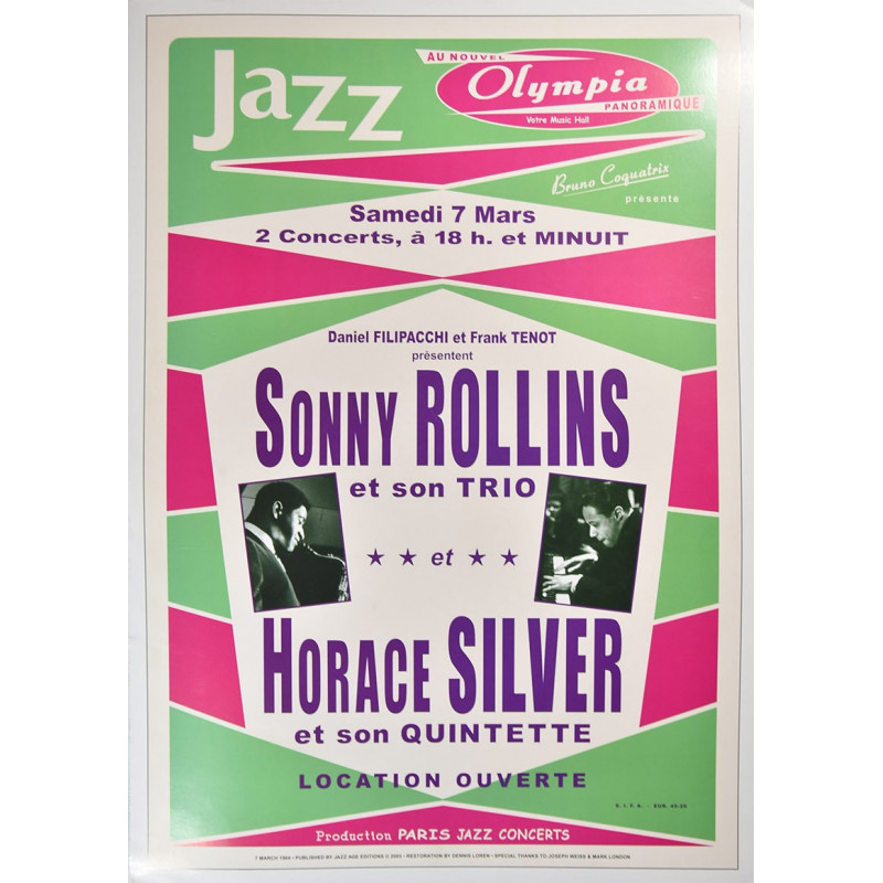 Koncertplakát Sonny Rolins + H. Silver, Paris 1964