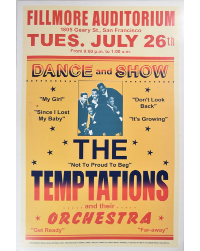 Koncertplakát The Temptation, San Francisco, 1966