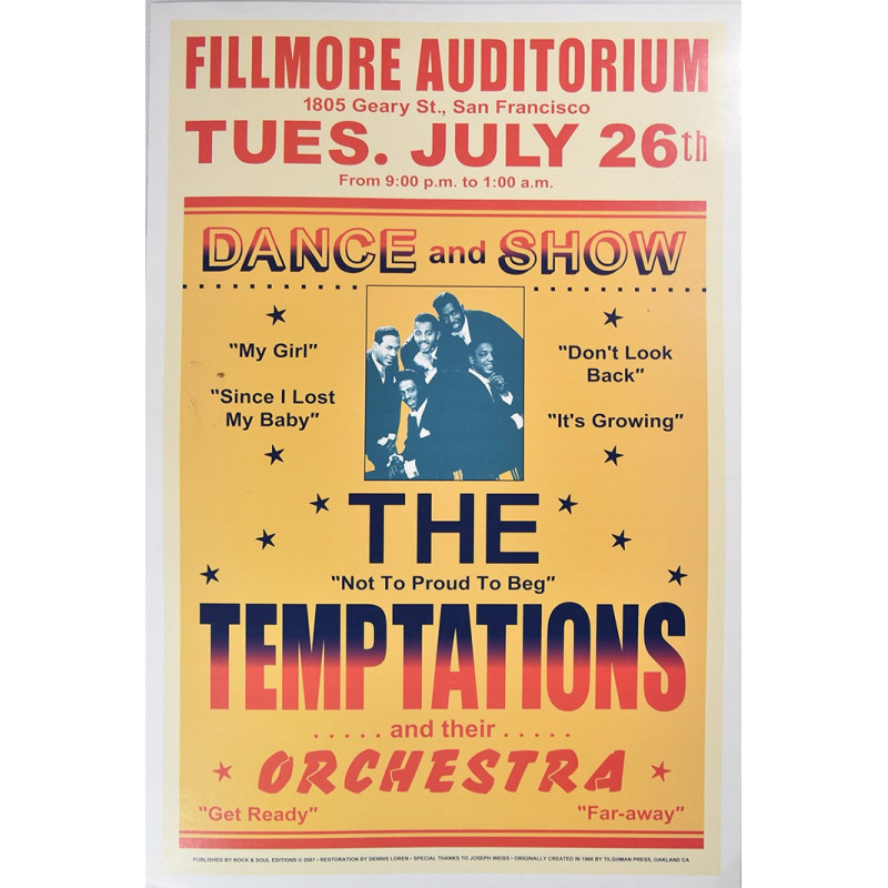 Koncertplakát The Temptation, San Francisco, 1966