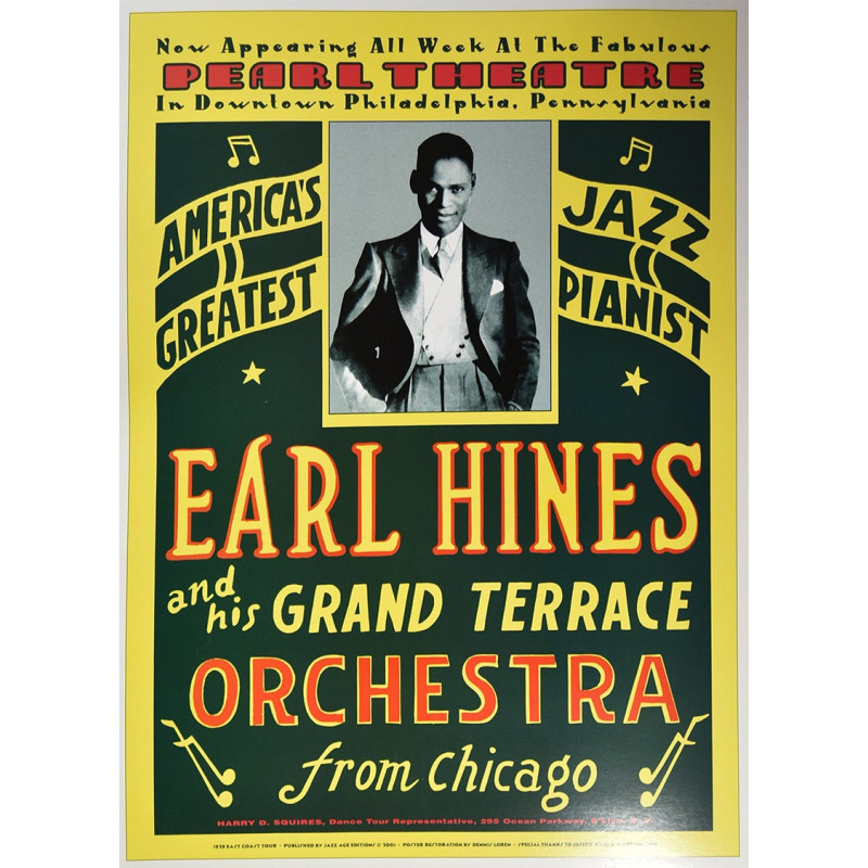 Koncertplakát Earl Hines, Pearl Theatre, Philadelphia, 1929