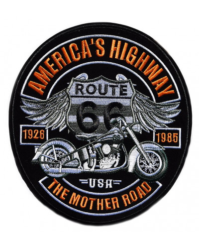 Motoros tapasz Americas Highway Route 66 XXL hátul 25 cm x 23 cm
