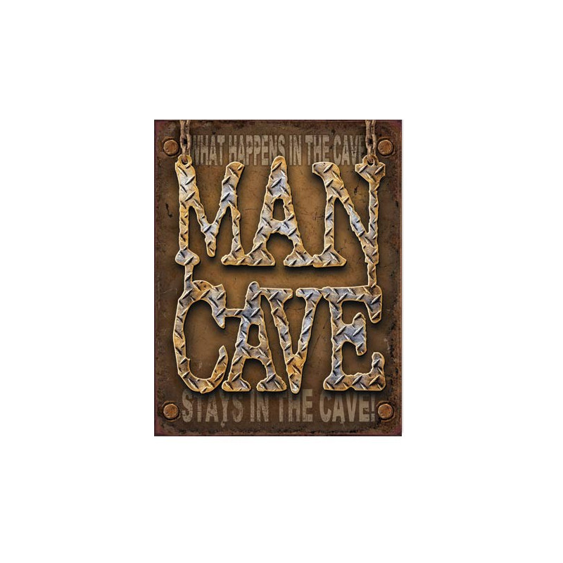 Fém tábla Man Cave - Diamond Plate 40 cm x 32 cm