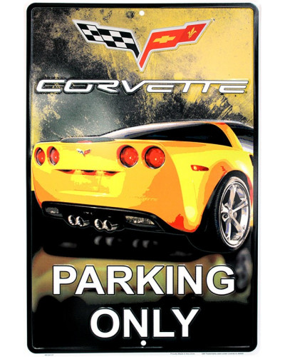 Fém tábla Corvette Yelow Parking 30 cm x 45 cm