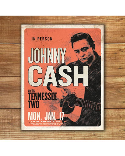 Fém tábla Johnny Cash and His Tennessee Two 32 cm x 40 cm