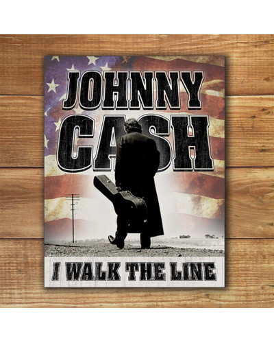 Fém tábla Johnny Cash - Walk the Line 32 cm x 40 cm