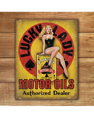 Fém tábla Lucky Lady Motor Oil 40 cm x 32 cm