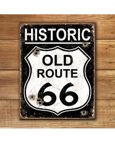 Fém tábla Old Route 66 - Weathered 40 cm x 32 cm