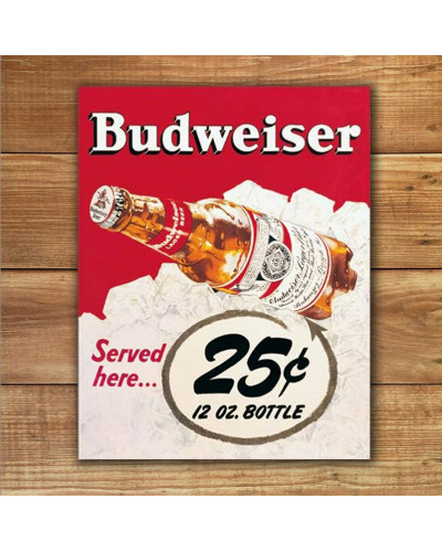 Fém tábla Budweiser - 25 Cent 40 cm x 32 cm