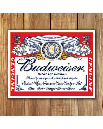 Fém tábla Budweiser - Label 40 cm x 32 cm