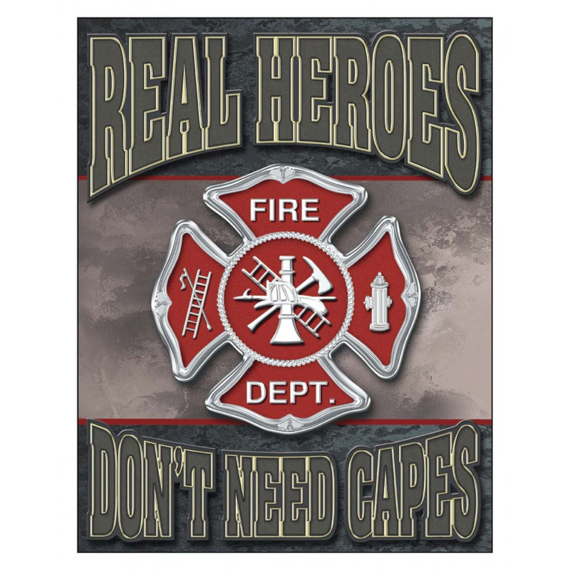 Fém tábla Real Heroes - Firemen 40 cm x 32 cm