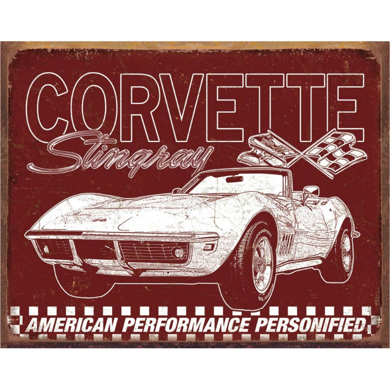 Fém tábla Corvette - 69 Stingray 40 cm x 32 cm