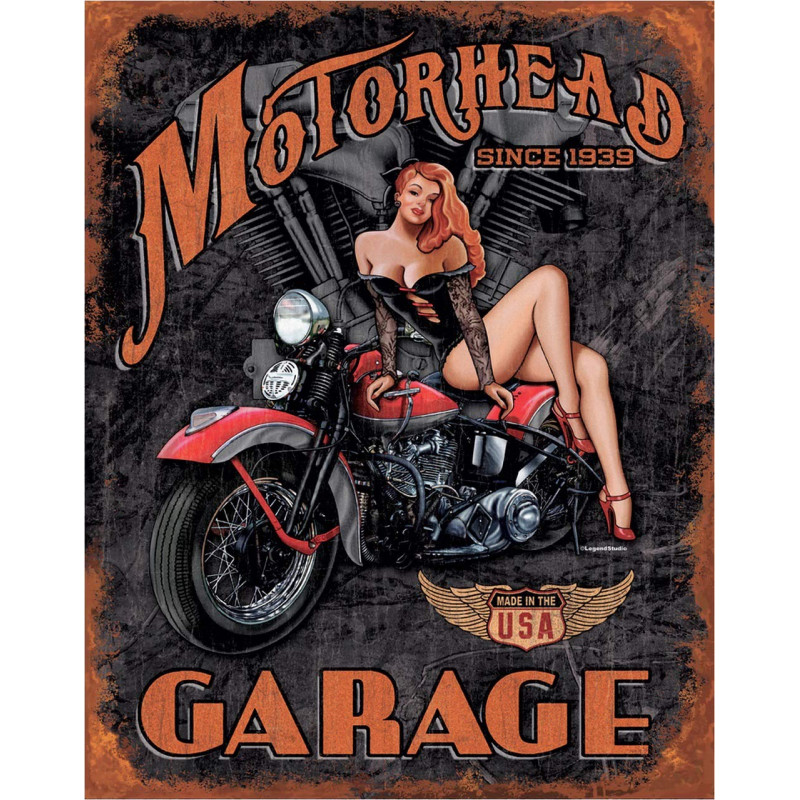 Fém tábla Legends - Motorhead Garage 40 cm x 32 cm