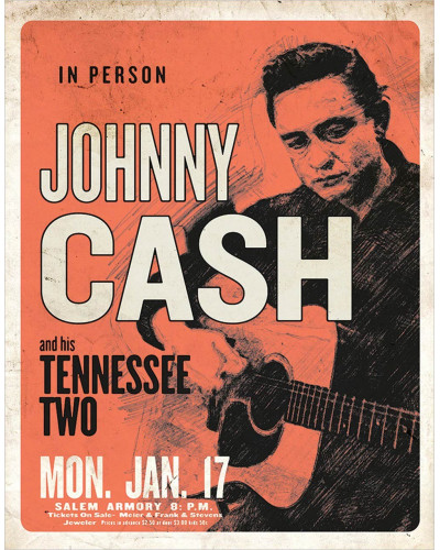Fém tábla Johnny Cash and His Tennessee Two 32 cm x 40 cm
