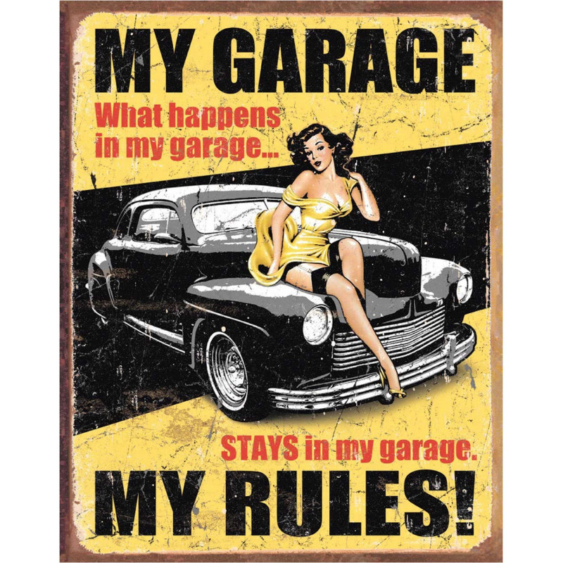 Fém tábla My Garage My Rules 40 cm x 32 cm