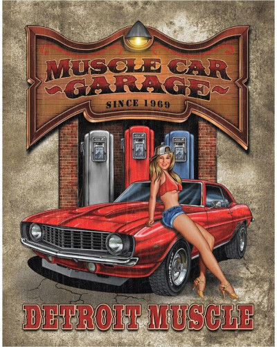 Fém tábla Legends - Muscle Car Garage 40 cm x 32 cm