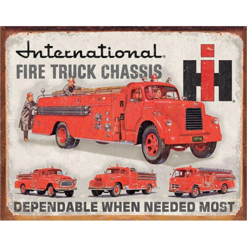 Fém tábla International Fire Truck Chassis 40 cm x 32 cm