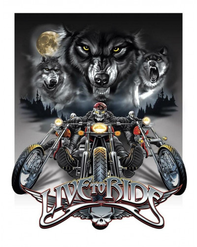 Fém tábla Live to Ride Wolves 40 cm x 32 cm