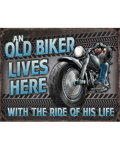 Fém tábla Old Biker - Ride 40 cm x 32 cm