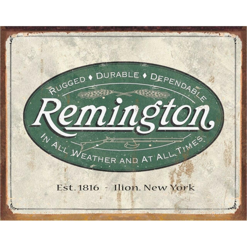 Fém tábla Remington - Weathered Logo 40 cm x 32 cm