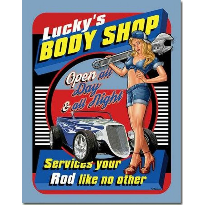 Fém tábla Luckys Body Shop 40 cm x 32 cm