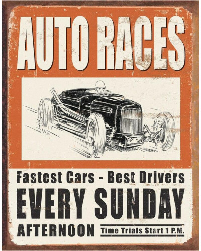 Fém tábla Vintage Auto Races 32 cm x 40 cm