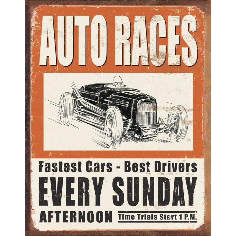 Fém tábla Vintage Auto Races 32 cm x 40 cm