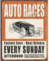 Plechová cedule Vintage Auto Races 32cm x 40 cm