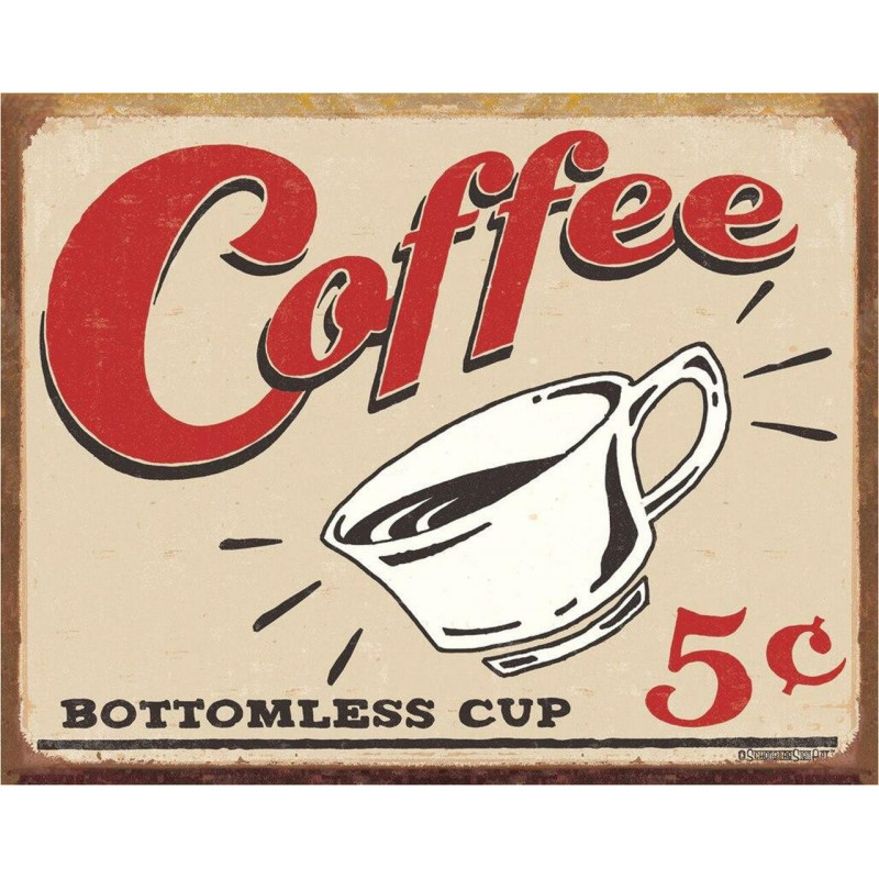 Fém tábla Schonberg - Coffee 5 cents 40 cm x 32 cm