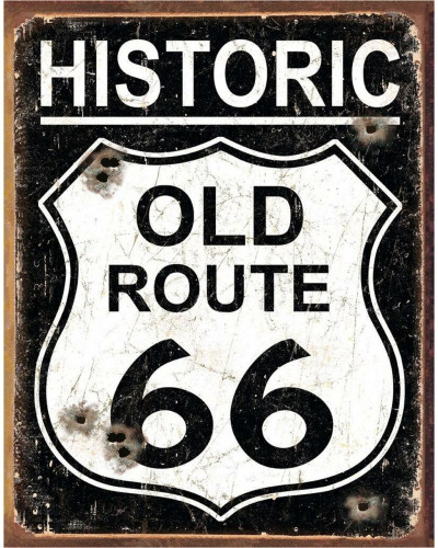 Fém tábla Old Route 66 - Weathered 40 cm x 32 cm
