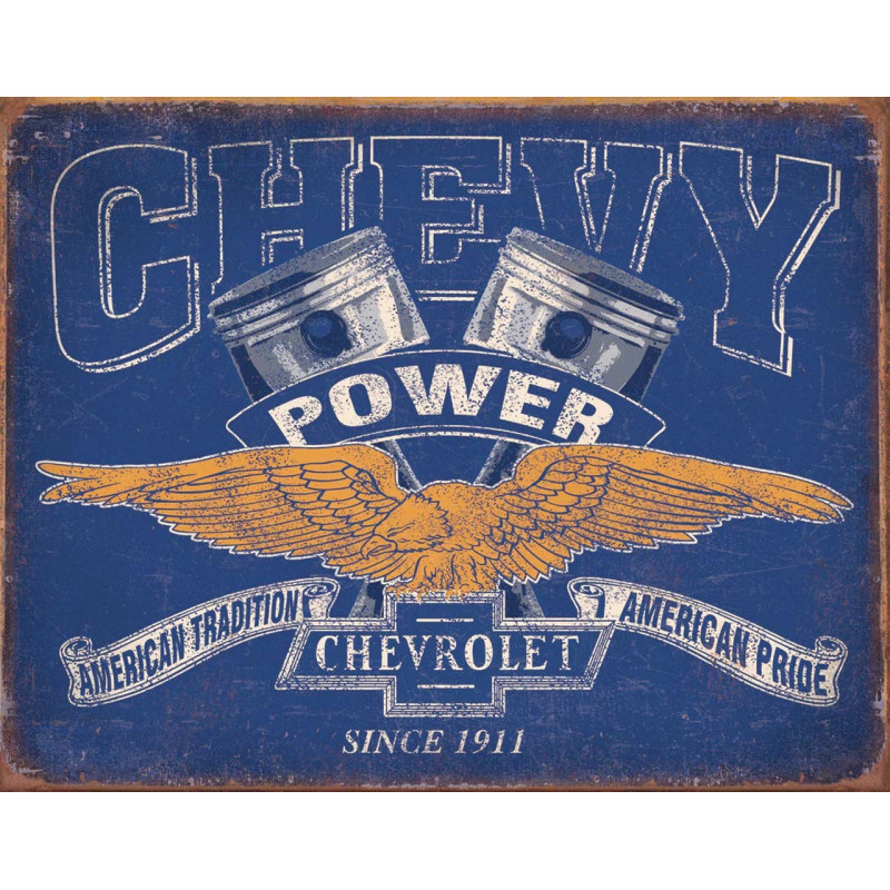 Fém tábla Chevy Power Restricted 40 cm x 32 cm