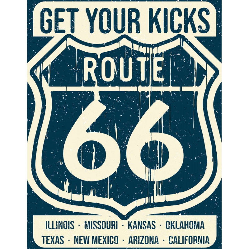 Fém tábla Route 66 - States 40 cm x 32 cm