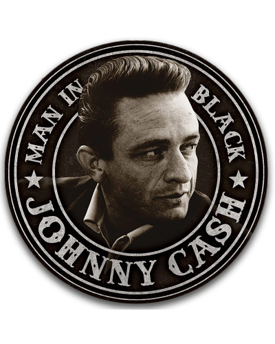 Fém tábla Johnny Cash - Man in Black round 30cm