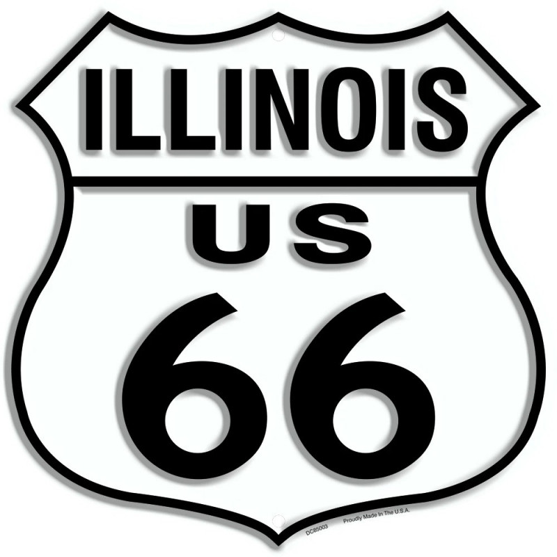 Fém tábla Route 66 Illinois Shield 30 cm x 30cm