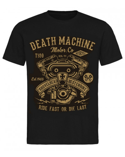 Férfi póló Death Machine Shovelhead fekete