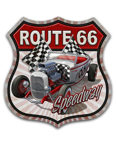 Fém tábla Route 66 Speedway 30 cm x 30 cm