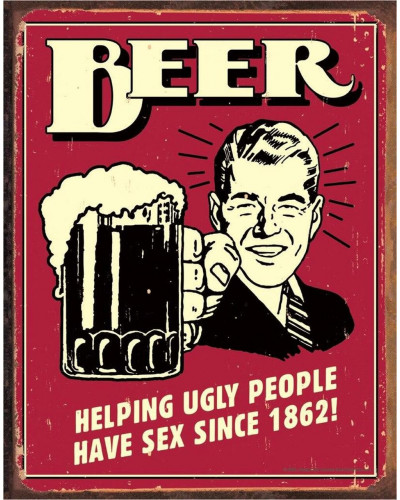 Fém tábla Beer - Ugly People 40 cm x 32 cm