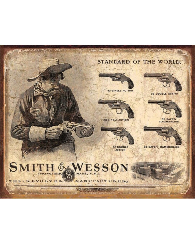Fém tábla Smith & Wesson Revolver Manufacturer 40 cm x 32 cm