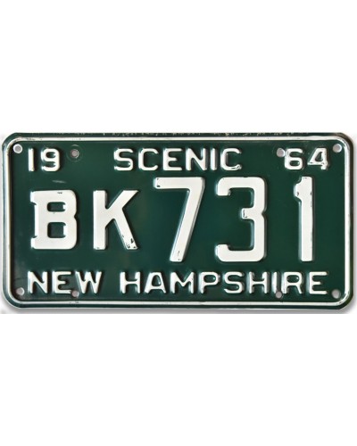 Amerikai rendszám New Hampshire BK 731 1964
