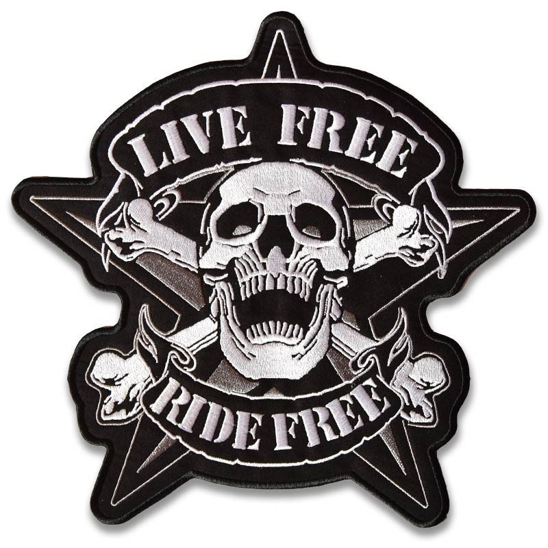 Motoros rátét Live Free Ride Free XXL hátul