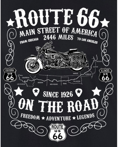 Férfi póló Route 66 On The Road fekete
